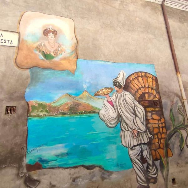 Murales - Pulcinella e la pizza- Borgo di Saludecio (RN)